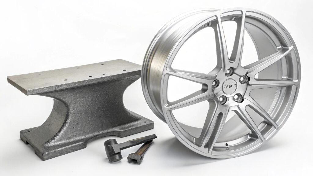 alt with keywords: aluminum forging process illustration